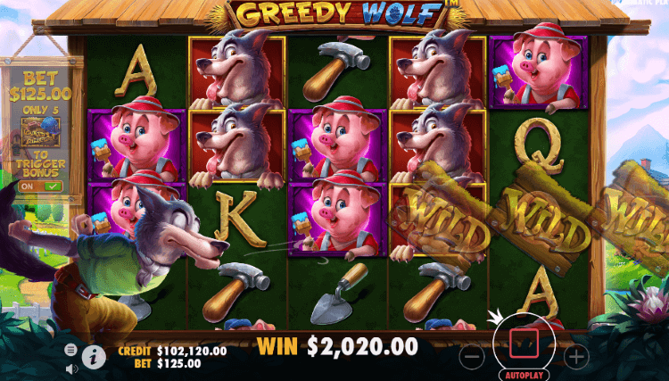 Greedy Wolf slot - Greedy Wolf Wild feature